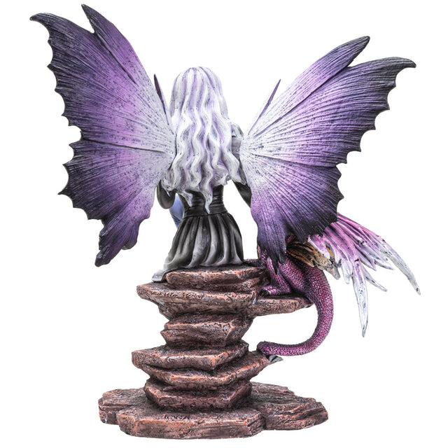 11" Fairy Statue - Purple Fairy with Purple Dragon - Magick Magick.com