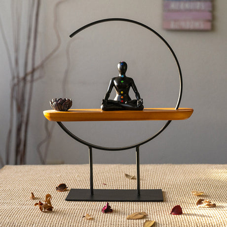 11" Meditation Chakra Metal with Wood Stand - Magick Magick.com