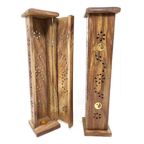 12" Ying Yang Tower Wood Incense Burner - Magick Magick.com