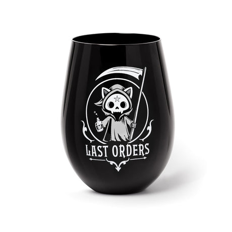 17 oz Black Drinking Glass - Last Orders Reaper Cat - Magick Magick.com