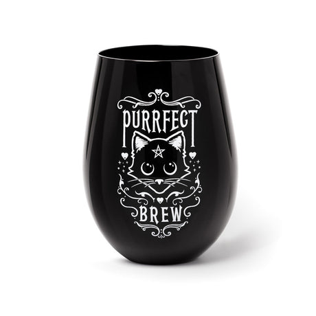 17 oz Black Drinking Glass - Purrfect Brew - Magick Magick.com