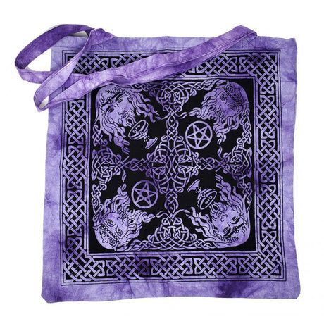 18" x 18" Celtic King/God Purple & Black Tote Bag - Magick Magick.com