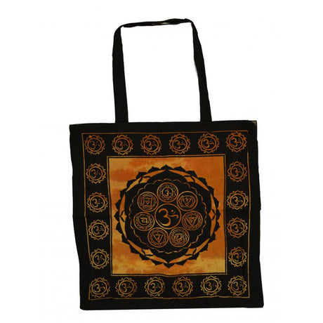 18" x 18" Seven Chakra Orange & Black Tote Bag - Magick Magick.com