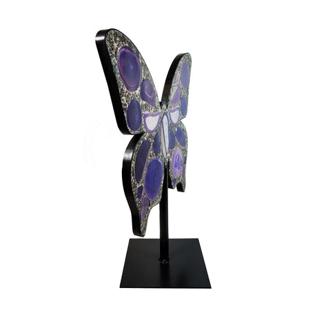 24" Purple Agate Butterfly on Metal Stand - Magick Magick.com
