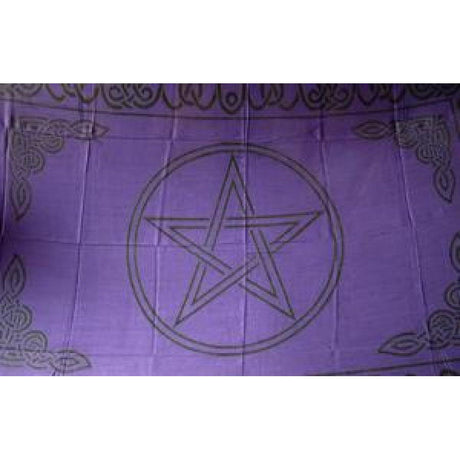 44" x 72" Pentacle Black on Purple Tapestry - Magick Magick.com