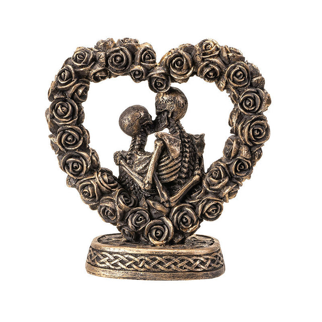 4.85" Love Never Dies Skeleton Couple in Bronze Statue - Magick Magick.com
