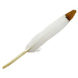 5-6" White Feather with Golden Tip - Magick Magick.com