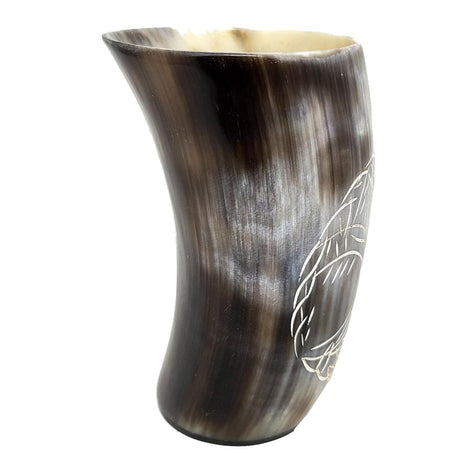 5" Handcrafted Natural Buffalo Horn Cup - Tree of Life - Magick Magick.com