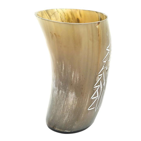 5" Handcrafted Natural Buffalo Horn Cup - Wolf - Magick Magick.com