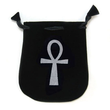 5" x 5" Black Velvet Bag - Ankh - Magick Magick.com