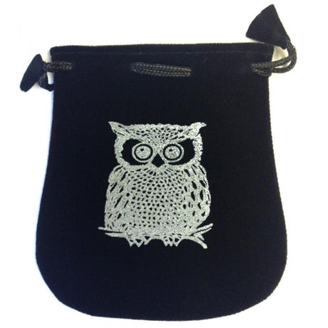 5" x 5" Black Velvet Bag - Owl - Magick Magick.com