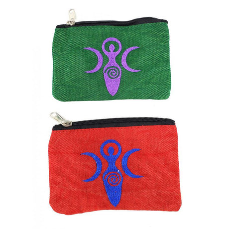 6" x 4" Goddess of Earth Embroidered Cotton Zipper Bag - Magick Magick.com