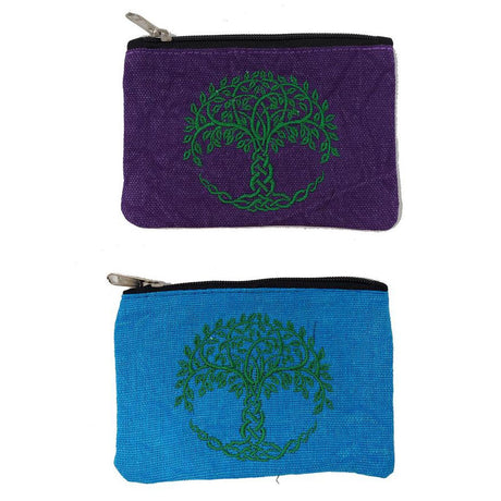 6" x 4" Tree of Life Embroidered Cotton Zipper Bag - Magick Magick.com