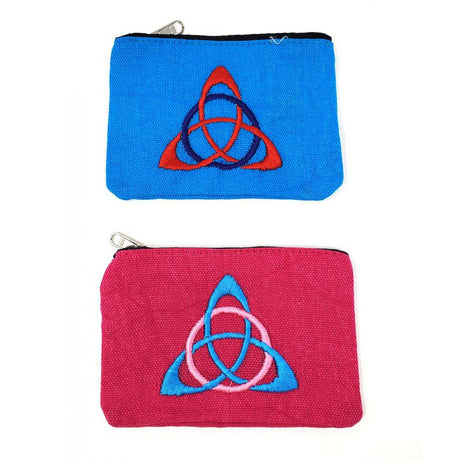 6" x 4" Triquetra Embroidered Cotton Zipper Bag - Magick Magick.com