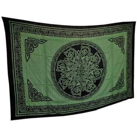 72" x 108" Ancient Celtic Knot Black on Green Tapestry - Magick Magick.com