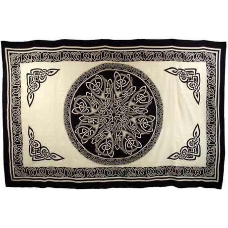72" x 108" Ancient Celtic Knot Black on White Tapestry - Magick Magick.com