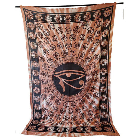 72" x 108" Egyptian Eye Brown Tie Dye Tapestry - Magick Magick.com