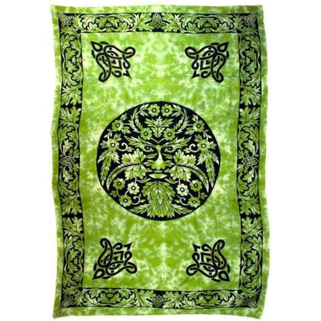 72" x 108" Green Man Black & Green Tapestry - Magick Magick.com