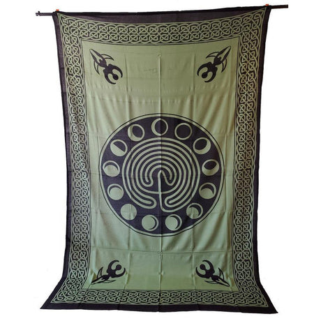 72" x 108" Moon Phase Green Tapestry - Magick Magick.com
