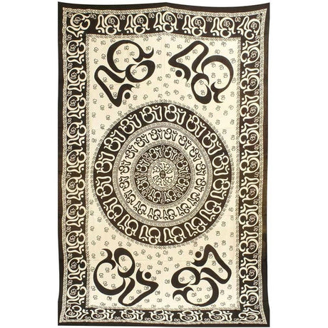 72" x 108" Om Chakra White & Black Tapestry - Magick Magick.com