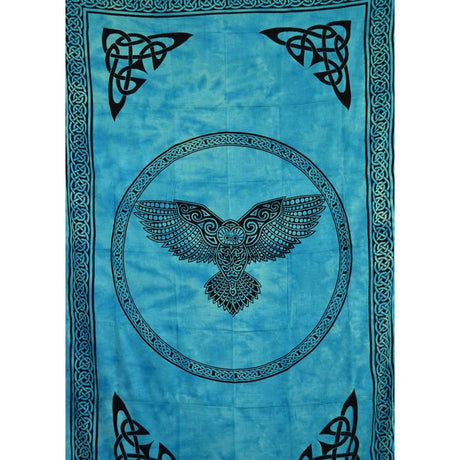 72" x 108" Owl Turquoise & Black Tapestry - Magick Magick.com