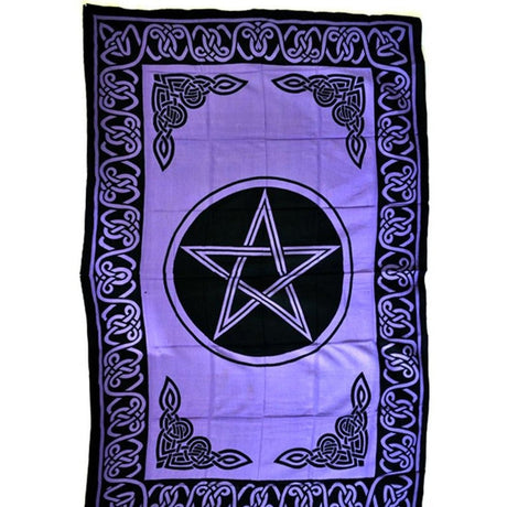 72" x 108" Pentacle Purple & Black Tapestry - Magick Magick.com