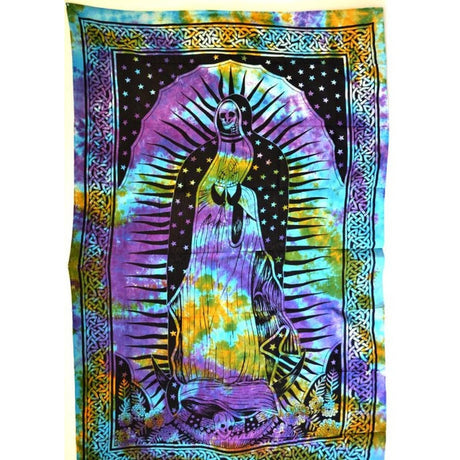72" x 108" Santa Muerte Tie Dye Tapestry - Magick Magick.com