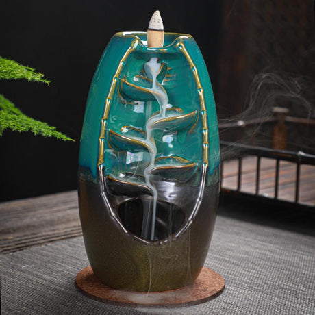 7.5" Waterfall Ceramic Backflow Cone Incense Burner - Magick Magick.com