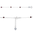 9" Adjustable Sterling Silver Anklet / Bracelet with Garnet Beads & Heart Charm - Magick Magick.com