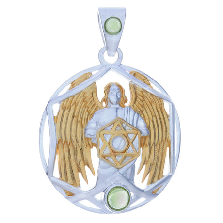 Archangel Metatron Gold Plated Sterling Silver Pendant with Peridot - Magick Magick.com