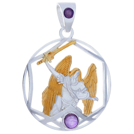 Archangel Michael Gold Plated Sterling Silver Pendant with Citrine - Magick Magick.com
