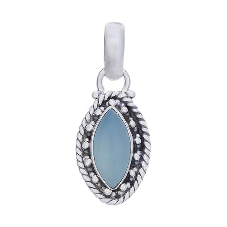 Blue Chalcedony Fancy Marquise Sterling Silver Pendant - Magick Magick.com