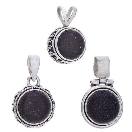 Blue Goldstone Sterling Silver Pendant (Assorted Design) - Magick Magick.com