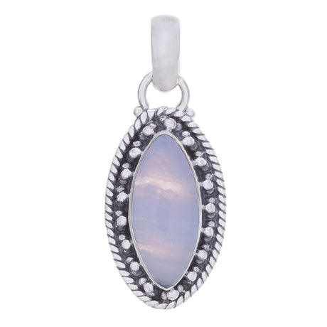Blue Lace Agate Fancy Marquise Sterling Silver Pendant - Magick Magick.com