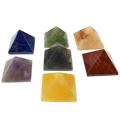 Chakra Gemstone Pyramid Set with Box (Set of 7) - Magick Magick.com
