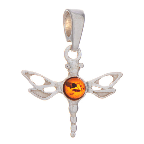 Dragonfly with Amber Sterling Silver Pendant - Magick Magick.com