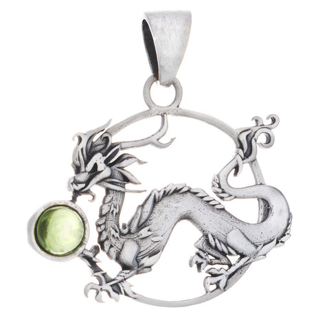 Eastern Dragon Sterling Silver Pendant with Assorted Stone - Magick Magick.com