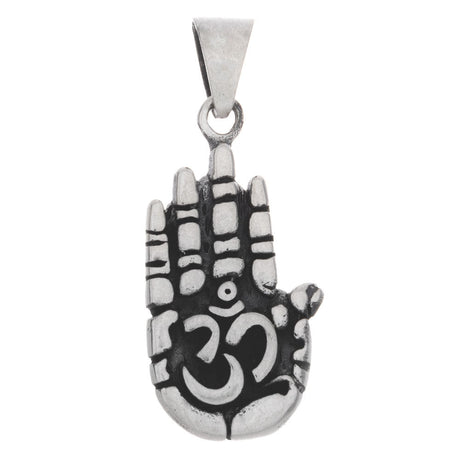 Hand with Om Eastern Wisdom Sterling Silver Pendant - Magick Magick.com