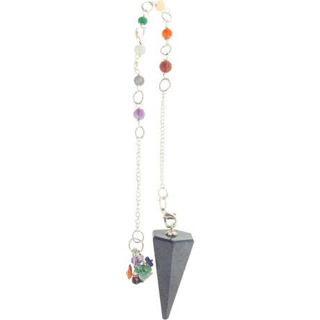 Hexagonal Pendulum - Shungite with Chakra Chain - Magick Magick.com