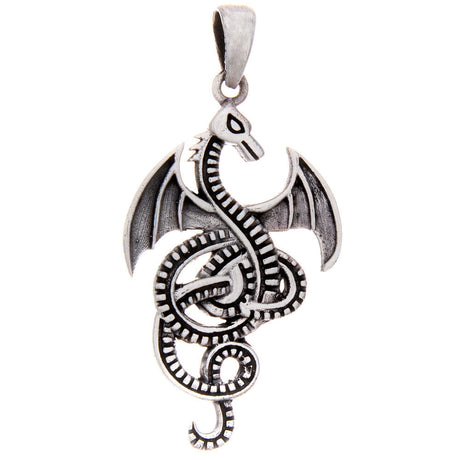 Knot Tail Dragon Sterling Silver Pendant - Magick Magick.com