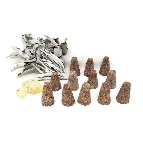 Natural Copal & White Sage Smudge Cones (12 Pack) - Magick Magick.com