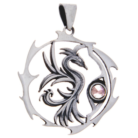 Phoenix Sacred Animal Sterling Silver Pendant (Assorted Stone) - Magick Magick.com