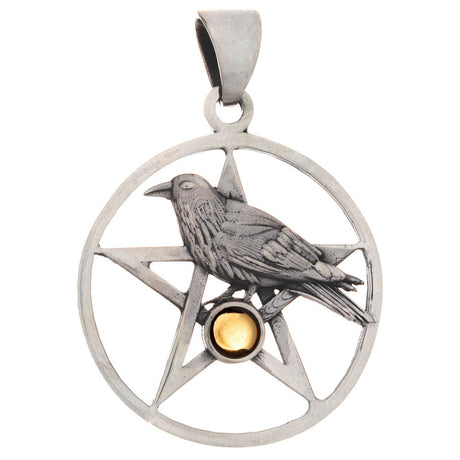 Round Raven Sterling Silver Pendant with Assorted Stones - Magick Magick.com
