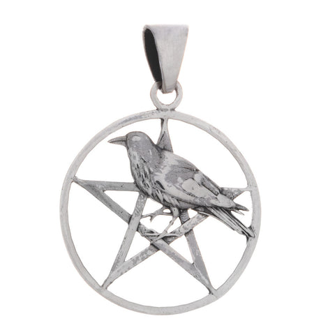 Round Raven Sterling Silver Pendant - Magick Magick.com
