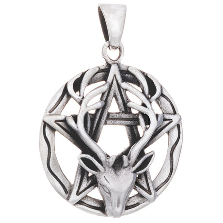 Stag with Pentagram Sterling Silver Pendant - Magick Magick.com