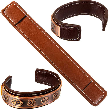 Vegan Leather Sleeve for Copper Cuff Bracelet - Light Brown - Magick Magick.com