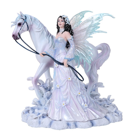 10.2" Fairy Statue - Winter Wings with White Horse - Magick Magick.com