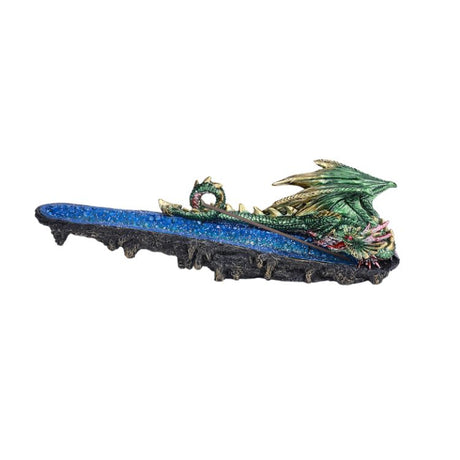 10.7" Green Dragon on Geode Stick Incense Burner - Magick Magick.com