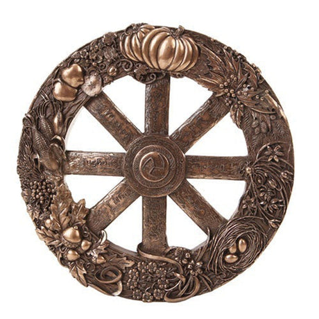 11" Wheel of The Year Wall Plaque Statue in Bronze - Magick Magick.com