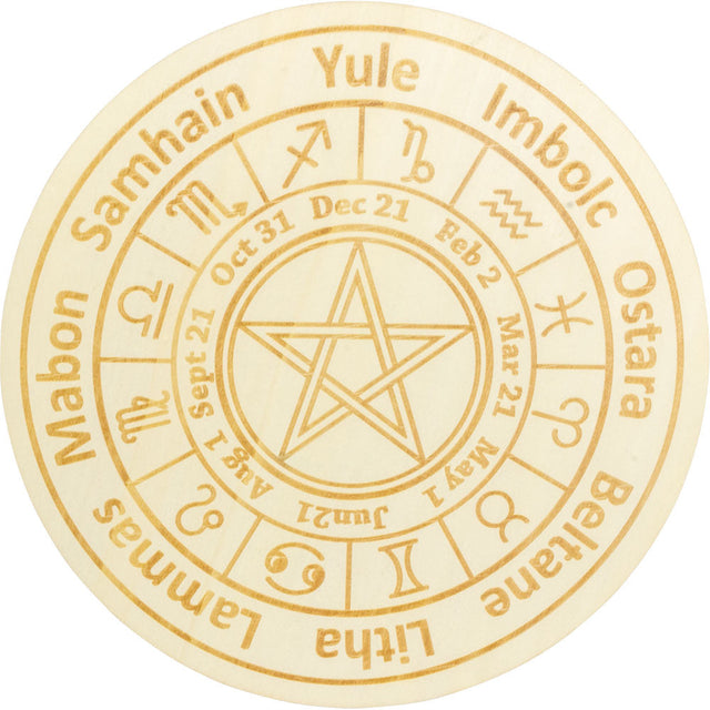 12" Wood Crystal Grid - Pagan Calendar - Magick Magick.com